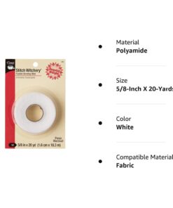 Dritz 222 STITCH WITCHERY FUSIBLE BONDING WEB WHITE REG WGHT 20YD, 5/8-Inch X 20-Yards Regular Weight 25 51hfGQgoLTL