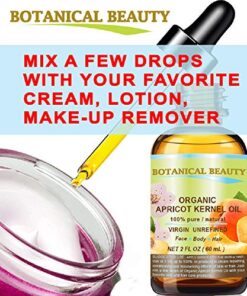 Botanical Beauty ORGANIC APRICOT KERNEL OIL Australian. 100% Pure Virgin Unrefined Cold Pressed Carrier Oil 2 oz- 60 ml. For Face, Hair, Body, Nails, Anti - aging 2 Fl Oz (Pack of 1) 21 51hnkj3OQGL