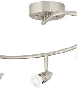 Pro Track Spiral 3-Head LED Ceiling Track Light Fixture Kit Spot-Light GU10 Directional Adjustable Silver Brushed Nickel Finish Metal Modern Kitchen Bathroom Living Room Dining Hallway 11" Wide 15 51hr9ejmvaL