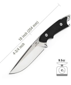 Mossy Oak Fixed Blade Knife, Full Tang - Mutifunction with Bottle Opener and Glass Breaker, G10 Handle with Genuine Leather Sheath, for Camping Survival Hunting Knife(Silver Steel) 18 51hwRgBES5L