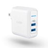 USB Charger, Anker Elite Dual Port 24W Wall Charger, PowerPort 2 with PowerIQ and Foldable Plug for iPhone 15/14/13/12/11 Series, iPad Pro/Air 2/Mini 3/Mini 4, Samsung S4/S5, and More White 24 51hyYuVGkVL
