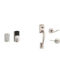 Kwikset SmartCode 914 Z-Wave Plus Touchpad Electronic Deadbolt featuring SmartKey Security and Avalon Handleset with Tustin Right Handed and Left Handed Lever Works with Alexa via SmartThings, Wink, or Iris in Satin Nickel Traditional Venetian Bronze