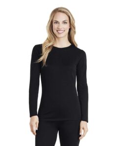 Cuddl Duds Women's Softwear with Stretch Long Sleeve Crew Neck Top X-Small Black