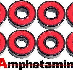 Amphetamine Skateboard Speed Bearings - Set of 8 - Choose From Ceramic, Stainless Steel, Abec 5, 7 - Fits all Skateboard Wheels - Pre-Lubricated