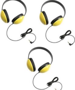 Califonel 2800-YL Listening First Stereo Headphones (3-Pack), Yellow, Adjustable Headband Comfortable for Extended wear, Specifically Sized for Young Students 3