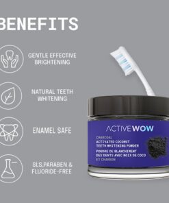 Active Wow Activated Coconut Charcoal Powder - Natural Whitening Activated Charcoal, Charcoal Vanilla Toothpaste, Fluoride Free, Sulfate & Paraben Free, Charcoal Toothpaste Powder (All Natural) All Natural 33 51iN1Rl49sL