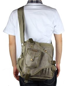 Innturt Men's Canvas Shoulder Bag Messenger Day Pack Army Green 10 51iQcUVd2L