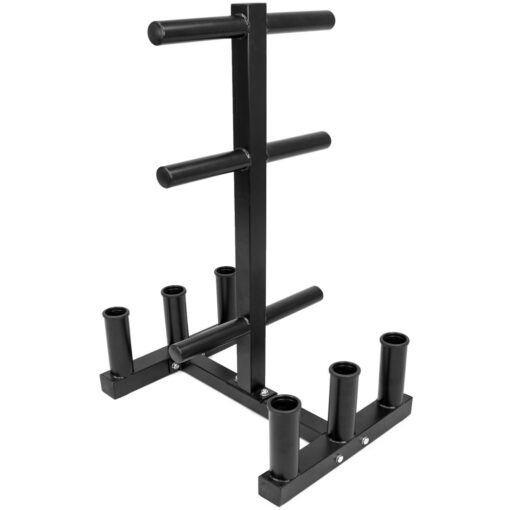 Olympic 2-inch Weight Plate Tree Rack with 6 Barbell Holders - Holds Up to 800 lbs. of Olympic Weight Plates – Workout & Lifting Equipment for Professional & Home Gym Storage Use - Assembly Required