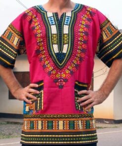 RaanPahMuang Unisex African Bright Dashiki Cotton Shirt Variety Colors X-Small Deep Pink 7 51iRyUjNIJL