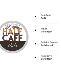 Alternative view of World's Best Half Caff Dark Roast Coffee 24ct. Solar Energy Produced Recyclable Single Serve Dark Roast Coffee Pods - 100% Arabica Coffee California Roasted, KCup Compatible 24 Count (Pack of 1)