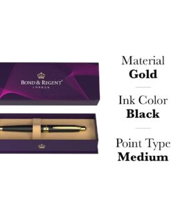 Bond & Regent Rollerball Pen - Certified Luxury Grade | 24 Karat Gold & Gloss Black | Nice Gift Pens for Men and Women 24 Karat Gold Finish & Black Gloss Lacquer 44 51ih7E1rMAL