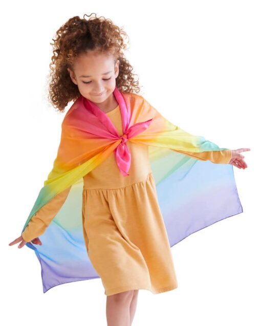 Sarah's Silks Enchanted Playsilk | 100% Silk Sensory Toys for Toddlers | Square Scarves, Montessori and Waldorf Toys for Pretend Play - Rainbow Multi