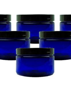Grand Parfums 6 Cobalt Blue Low Profile 4 Oz Jars PET Plastic Empty Cosmetic Containers, Black Caps, Sugar Scrub, Powder, Body Cream, Lotion, Beads 3 51iqFLcSzL