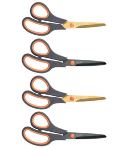 CCR Scissors 8 Inch Soft Comfort-Grip Handles Sharp Titanium Coating Blades, 4-Pack 20 51iraD1FzfL