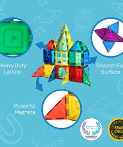 Shapemags 100 Piece Set 100 Pcs Magnet Building Tiles Magnetic Blocks - 5 Shapes Basic Starter Set 3D Construction Building Blocks Magnetic Tiles Set for Kids 16 51iror1kl9S