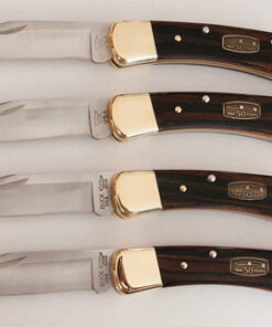 Buck Knives 110 Folding Hunter Lock-back Knife, Brass Bolsters, Ebony Handles, 3-3/4" 420HC Blade with Leather Sheath Classic 3.75" 55 51ixPtAhekL