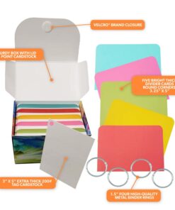 Debra Dale Designs ~ Made RIGHT in the USA ~ 3" x 5" Blank White Index Cards Study System ~ 200 Cards ~ 5 Bright Dividers ~ Hole Punched ~ 4 Quality Binder Rings ~ 326 gsm ~ Great for notecards 7 51iyBHcFFwL