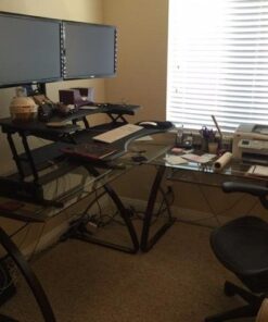 Vari - VariDesk Pro Plus 36 - Desktop Standing Desk Converter - Adjustable Desk Riser with 11 Height Settings - Sit Stand Desk Dual Monitor Standing Desk Riser with Spring Loaded Lift (Black) Black 37 51j2VcayYuL