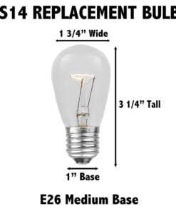Novelty Lights 25 Pack S14 Outdoor Patio Edison Replacement Bulbs, E26 Medium Base, Multi, 11 Watt 25 Count (Pack of 1) 27 51jA2IOBeCL