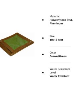 10x12 Multi-Purpose Brown/Green Medium Duty DRY TOP Poly Tarp (10'x12') 10x12 Feet Medium Duty Tarp 6 51jCro3siML