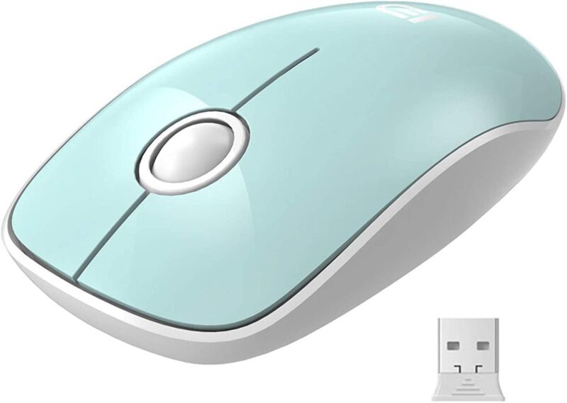 FD Wireless Mouse, V8 2.4G Optical Silent Cordless Mouse with USB Receiver and Manual, Slim Portable Travel Computer Mice for Laptop Desktop PC MacBook Chromebook, Mint Green