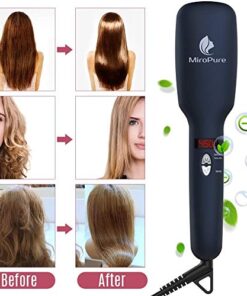 MiroPure Upgraded Ceramic Ionic Hair Straightener Brush for All Hair Types with Five Heat Settings + LED Display+Auto Shut-Off Function for Straightening Hair Beard and Adding Shine 27 51jJTssqHXL