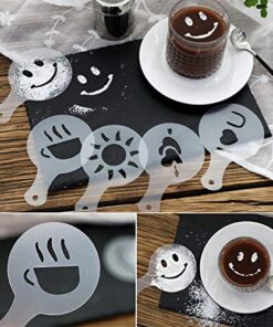 38 Coffee Decorating Stencils, Magnoloran Coffee Art Stencils Barista Template for All Kinds of Mousse, Cup Cake, Birthday Cake, Coffee + 1 Piece Coffee Latte Art Pen 38 Coffee Stencils+ 1 Coffee Latte Art Pen 18 51jPWt8sDxL