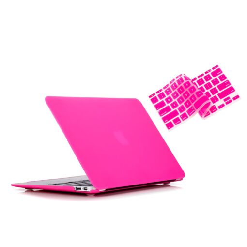 RUBAN Compatible with Old Version MacBook Air 13 Inch Case (2010-2017 Release). Models: A1466 / A1369, Plastic Hard Shell Protective Cover Case with Keyboard Cover for Mac Air 13, Hot Pink