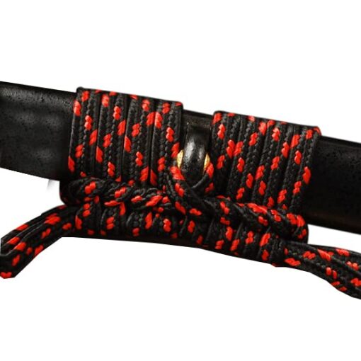 Synthetic Silk Cotton Leather Ito Tsukamaki Sageo Wrapping Cord for Japanese Samurai Swords Black With Red Spots Sageo