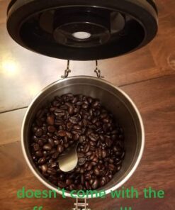 Coffee Gator Stainless Steel Canister - Large 22oz, Silver Coffee Grounds and Beans Container with Date-Tracker, CO2-Release Valve, and Measuring Scoop - Ideal Coffee Lovers Gifts for Her Gray with Green 52 51jumByTRsL