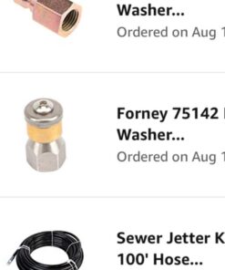 Sewer Jetter Kit 1/4" NPT x 100' Hose & 4.5 Orifice Button Nose Nozzle 4000 PSI 1/4 in. 24 51k EjTZcgL