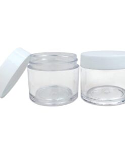 Beauticom 30g/30ml (1 fl. oz.) Double Wall Clear Plastic Leak Proof Jars with Flat Top Lids for Creams, Lotions, Make Up, Powders, Glitters, and more... (Color: White Lid, Pieces: 12) 12 Jars 10 51k5o7hSeDL