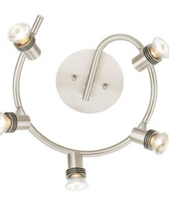 Pro Track 5-Head LED Ceiling Track Light Fixture Kit GU10 Directional Adjustable Silver Brushed Nickel Finish Metal Industrial Spiral Kitchen Bathroom Living Room Dining Hallway Bedroom 15 3/4" Wide Satin Nickel 10 51k8lV8jgyL
