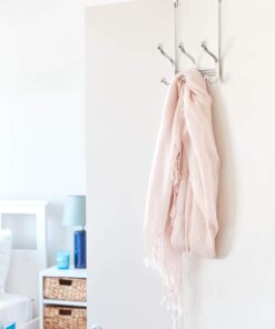 iDesign York Lyra Steel Over-The-Door 6-Hook Storage Rack - 8.38" x 5.25" x 11", Chrome 24 51kQAMpNkfL