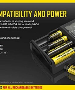 EdisonBright Nitecore D4 Digital Smart Battery Charger for Li-ion Ni-MH Ni-CD with 12V DC Car Adapter, NBM40 18650 Battery Magazine Battery Carry Case 13 51kVI0vQ98L
