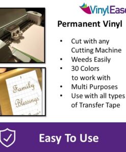 Vinyl Ease 12" x 12" 30 Sheets Assorted Glossy Colors Permanent Adhesive Vinyl for Cricut, Silhouette, Pazzles, Craft ROBO, QuicKutz, Craft Cutters, Die Cutters, Sign Plotters - V0101 29 51kehfWgJkL