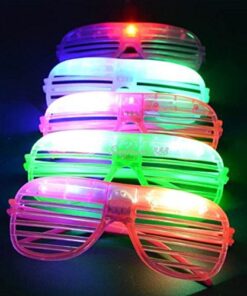Alternative view of 12 Piece Slotted & Shutter Shades Light Up Unisex Flashing Glasses for Adults & Children (5 Assorted Colors: White, Purple, Green, Blue, & Pink)- with Push On/Off Button for All Occasions