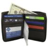 Mens Zipper Hipster Credit Card Holder Brown Wallet