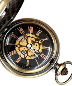 New Brand Mall Steampunk Vintage Roman Letters Design Case Mechanical Pocket Watch with Chains for Xmas Gifts (brzone-2) 7 51kwPcHpFjL