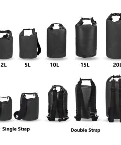 Forbidden Road Waterproof Dry Bag 2L / 5L / 10L / 15L / 20L Roll Top Sack Bag for Kayaking Boating Camping Long Adjustable Shoulder Straps Included (8 Colors) Black- Single Strap 11 51ky 3OgAQL