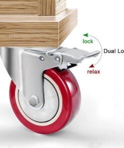 4" Plate Caster Wheels Set of 4 1800LB with Screw Safety Dual Locking and Polyurethane Foam No Noise Wheels,Heavy Duty - 450 Lbs Per Caster 20 51l0NPP829S