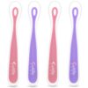 Cuddle Baby, Gum Friendly Soft Silicone Baby Spoons, 4-Pack, First Stage Feeding Spoon Gift Set for Baby Girls BPA Lead Phthalate and Plastic Free, Pink/Purple