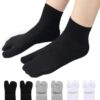 UBUMO Women's Solid 2 Toe Flip Flop Tabi Socks Geta Ankle Cotton 5/6 Pairs Color 10 (Pack of 6 / Crew Length)
