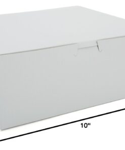 Southern Champion Tray 0973 Premium Clay-Coated Kraft Paperboard White Non-Window Lock Corner Bakery Box, 10" Length x 10" Width x 4" Height, White (Case of 100) 10" L x 10" W x 4" H - 100ct 20 51lD62SLzL