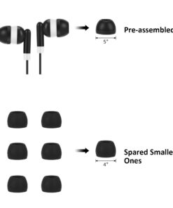 Earbuds Bulk 100 Packs Black Student Headphones for Classrooms Wired Earphones Individually Bagged for School Hospital Airplanes (Black) 100 pack 11 51lDIDIvfQL