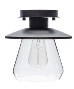 Globe Electric 64846 1-Light Semi-Flush Mount Ceiling Light, Oil Rubbed Bronze, Clear Glass Shade, Ceiling Light Fixture, Bedroom Lights for Ceiling, Dining Light Fixture, Bulb Not Included Oil-Rubbed Bronze 65 51lEBs2QZjL