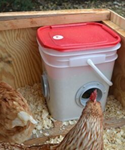 RentACoop 20lb BPA-Free Chicken Feeder with Large Ports - Includes Lid, Anti-Roost Cone, Ports, Rain Hoods - Suitable for Chickens - Corner Placement 21 51lEoVBWdyL