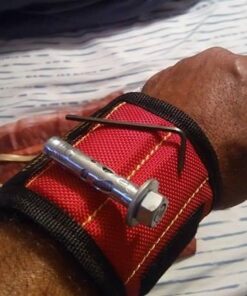 MagnoGrip Magnetic Wristband for Holding Screws, Nails, Drill Bits - Cool Gifts for Men - Super Strong Magnets - Great DIY Gifts for Christmas, Dad, Husband, Handyman, Handy Woman, Craft Enthusiasts Red 25 51lFBf1qFcL