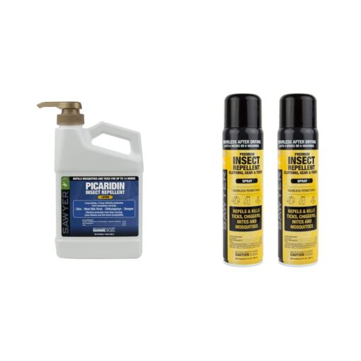 Sawyer Products SP565 Premium Insect Repellent with 20% Picaridin,White & SP6022 Premium Permethrin Insect Repellent for Clothing, Gear & Tents, Aerosol Spray, 9-Fluid Ounce, Twin Pack Lotion Dispenser, 1-Quart Insect Repellent + SP6022 Insect Repellent