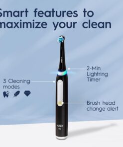 Oral-B iO Series 3 Limited Rechargeable Electric Powered Toothbrush, Black with 2 Brush Heads and Travel Case - Visible Pressure Sensor to Protect Gums - 3 Modes - 2 Minute Timer 35 51lVOYwktvL